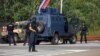 Automjete të Policisë së Kosovës në një rrugë afër Banjskës, më 24 shtator 2023.
