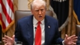 US President Donald Trump speaks at the White House on October 14.