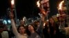 Relatives and friends of people killed and abducted by Hamas and taken into Gaza, react to the cease-fire announcement as they take part in a demonstration in Tel Aviv, Israel, on January 15.