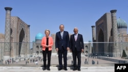 European Commission President Ursula von der Leyen in Samarkand on April 3 ahead of the EU-Central Asia summit.